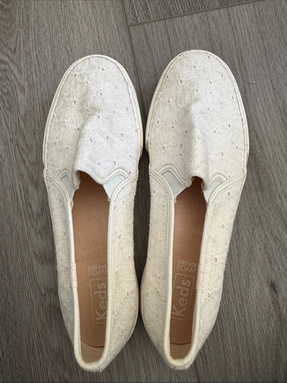 Keds Cream Lace Slip-On Flats